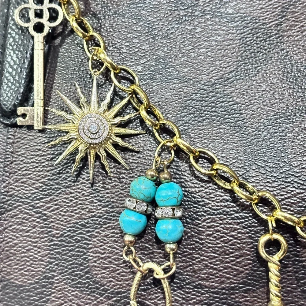 Bohemian Purse Charm With Tassels & Turquoise | OOAK Upcycled Bag Accessory